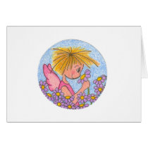 Little Angel with Purple Flowers cards