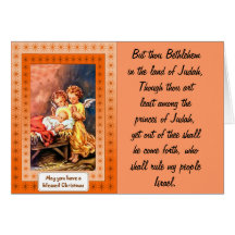 Little angels at the manger greeting card