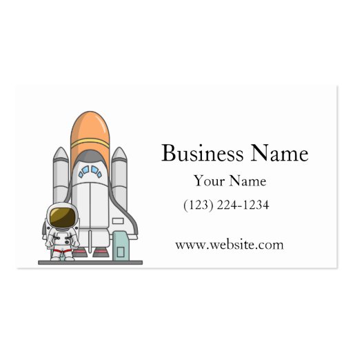 Little Astronaut & Spaceship Business Card Template (front side)
