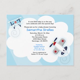 Little Aviator Airplane Baby Shower Post Card