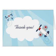 Little Aviator Boy Thank you Note Card size
