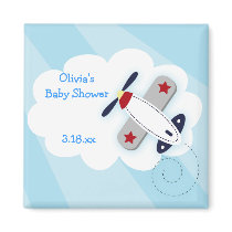 Little Baby Aviator Square Favor Magnet