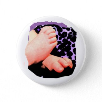 Little Baby Feet, Purple Leopard Background button