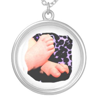 Little Baby Feet, Purple Leopard Background Necklaces