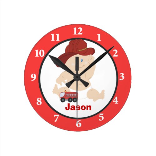 Little Baby Firefighter Personalized Wall Clock