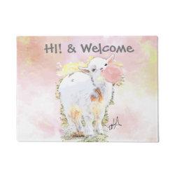 Little Baby Goat with Bubblegum Welcome Mat Doormat