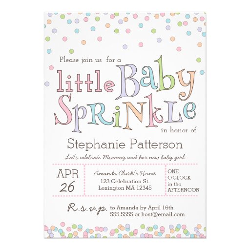 Little Baby Sprinkle Confetti Shower Invitation (front side)