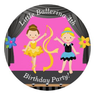 Little Ballerina Birthday Circle Invite Personalized Invite