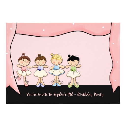 Little Ballerinas' Recital Birthday Invitation