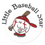 Little Baseball Star Tshirts and Gifts Round Sticker