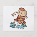 little basketball kid boy dribbling ball flyer design