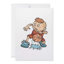 little basketball kid boy dribbling ball personalized invite