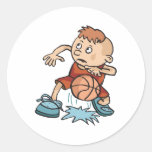 little basketball kid boy dribbling ball round sticker