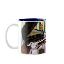 Little Bear & Family at His First Piano Lesson mugs