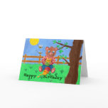 little bear with honey, Happy  Birthday ! Greeting Card