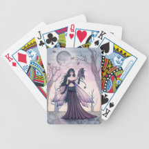 Little Beast Purple Fairy and Dragon Fantasy Art Poker Cards