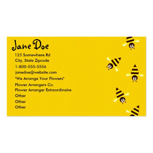 Little Bees Themed Business Cards (front side)