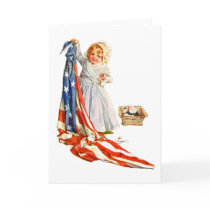 Little Betsy Ross and the America Flag Greeting Cards