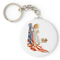 Little Betsy Ross and the America Flag Key Chains