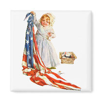 Little Betsy Ross and the America Flag Refrigerator Magnets