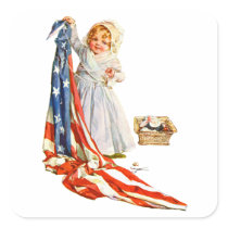 Little Betsy Ross and the America Flag Stickers