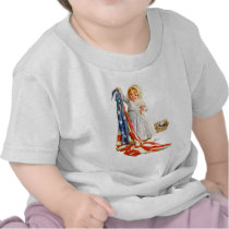 Little Betsy Ross and the America Flag T-shirt
