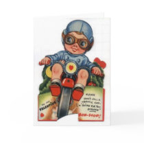 Little Biker Boy Vintage Valentine Greeting Cards