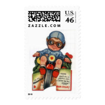 Little Biker Boy Vintage Valentine Stamps