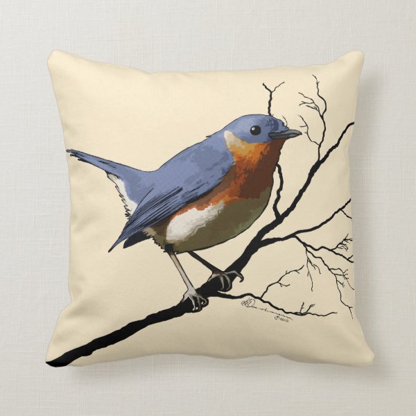 Little Bird Blue, throw pillow