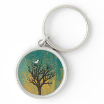 Little bird sings fun pretty original art painting keychain