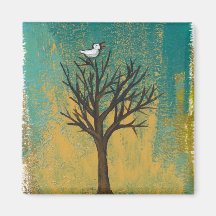 Little bird sings fun pretty original art painting fridge magnets