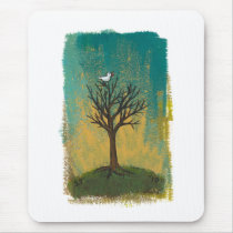 Little bird sings fun pretty original art painting mousepads