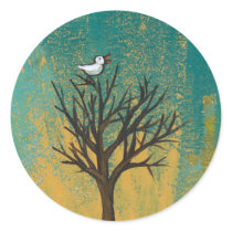 Little bird sings fun pretty original art painting sticker