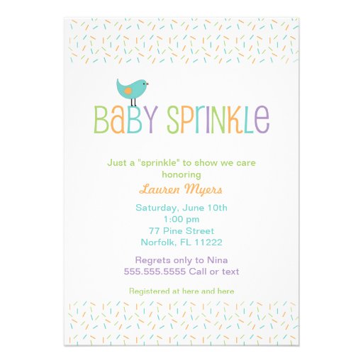 Little Bird Sprinkle Baby Shower Invite Neutral