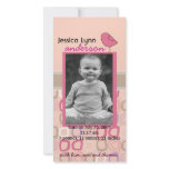 little birdie peac and pink birth announcement photo greeting card