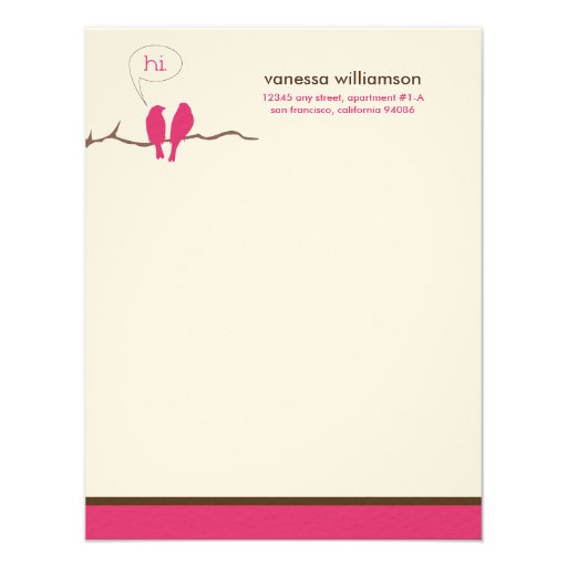 Little Birdies Custom Flat Note Cards (fuchsia) Personalized Invites