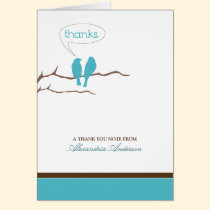 Little Birdies Custom Thank You Card (aqua) cards
