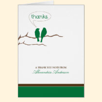 Little Birdies Custom Thank You Card (green) cards