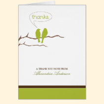 Little Birdies Custom Thank You Card (lime) cards