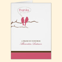 Little Birdies Custom Thank You Card (pink) cards