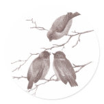 Little Birds Chatting on a Winter Branch Sepia stickers