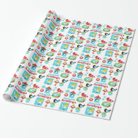 Little Birds Seasons Greetings Christmas Wrapping Paper