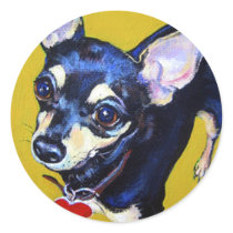 Little Bitty Chihuahua - Black and Tan Chihuahua Round Sticker