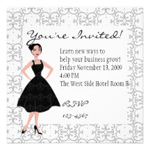 little black dress personalized invite