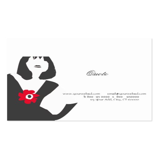 Little Black Dress Stylist Business Card Templates (back side)