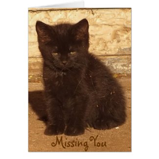 Little Black Kitten Missing You Card *Customizable