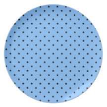 Little black stars on a light blue background. party plate