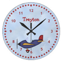 Little Blue Airplane Wall Clock