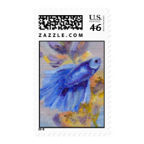 Little Blue Beta Fish Postage Stamps