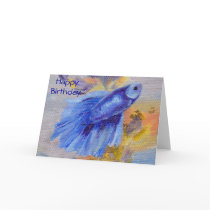 Little Blue Betta Fish Greeting Card